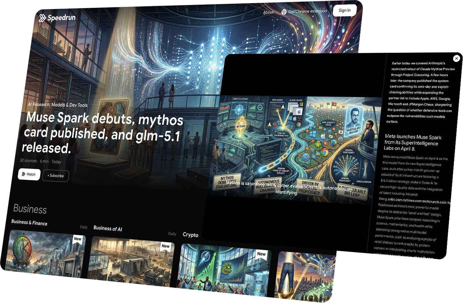 Speedrun product interface